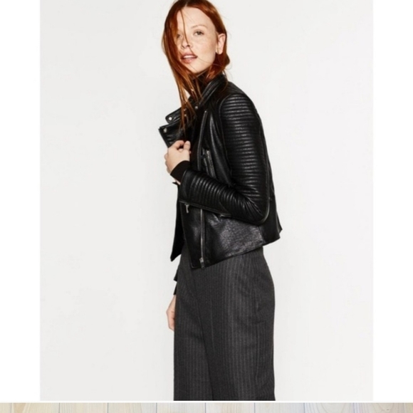 Zara leather biker jacket - Picture 1 of 5